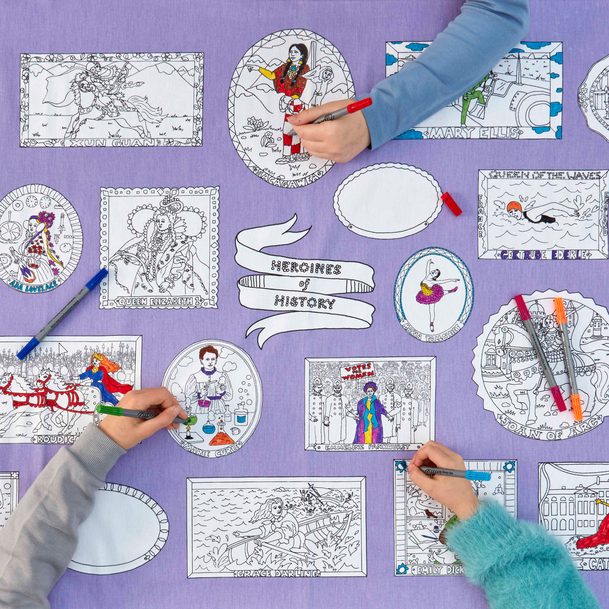 Kibakids - heroines of history tablecloth or wall-hanging