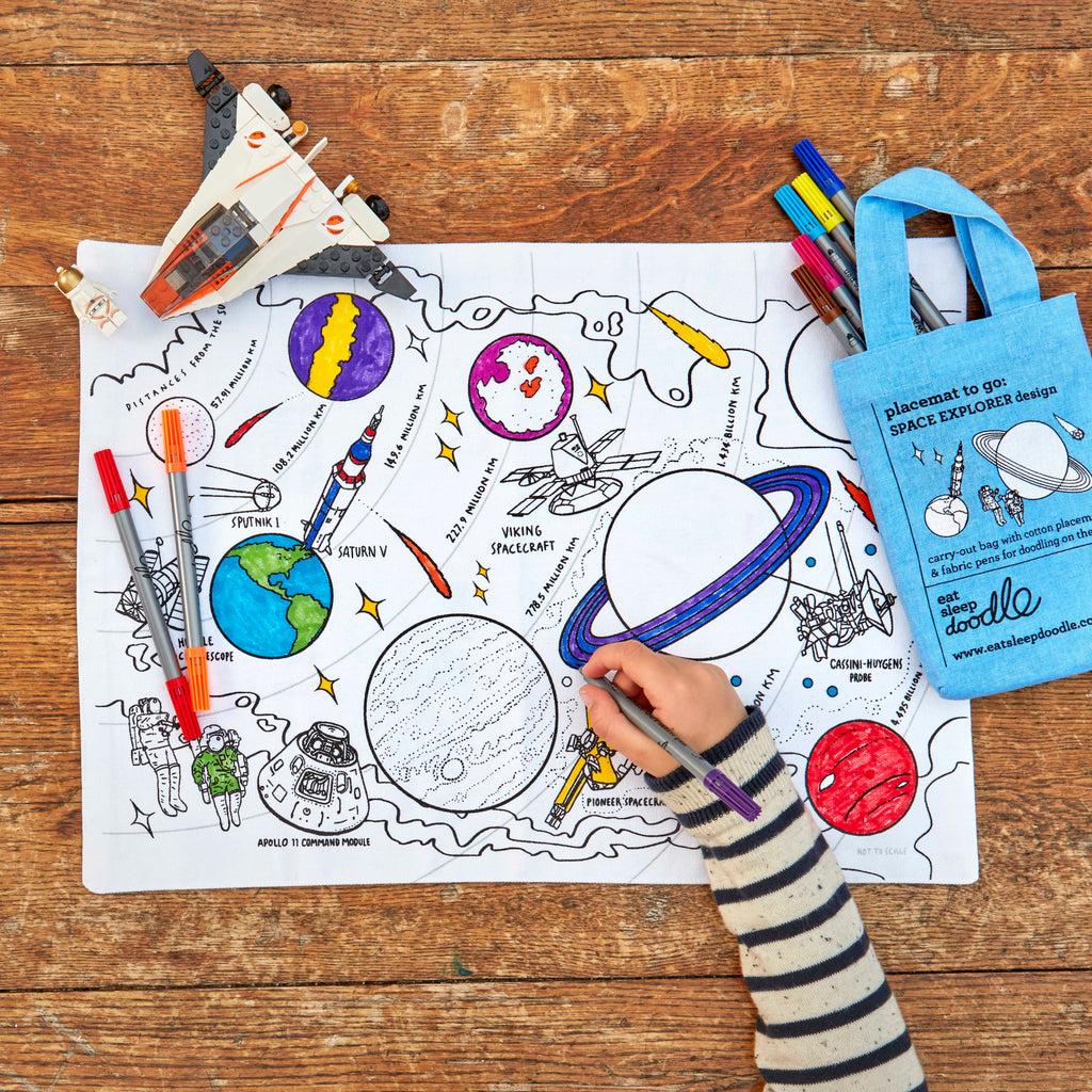 Kibakids - Space Explorer Reusable Colour-In Placemat for Kids