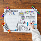 Kibakids - USA Map Reusable Colour-In Placemat for Kids