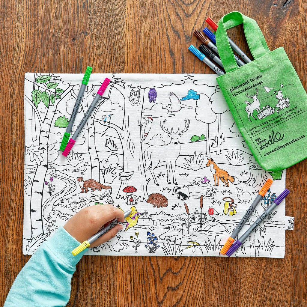 Kibakids - Woodland Reusable Colour-In Placemat for Kids