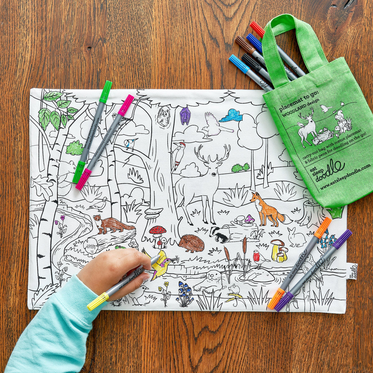Kibakids - Woodland Reusable Colour-In Placemat for Kids
