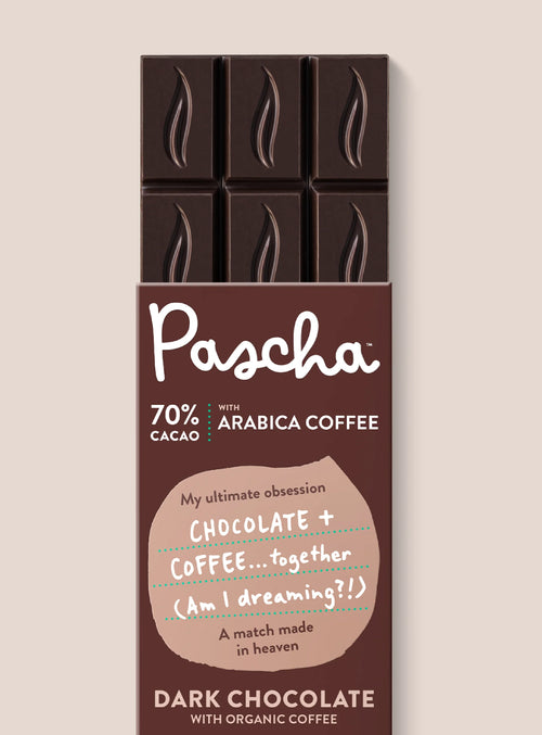 Shavelo - 70% Cacao Organic Vegan Dark Chocolate Bar with Arabica Coffee (10 Bar Pack)