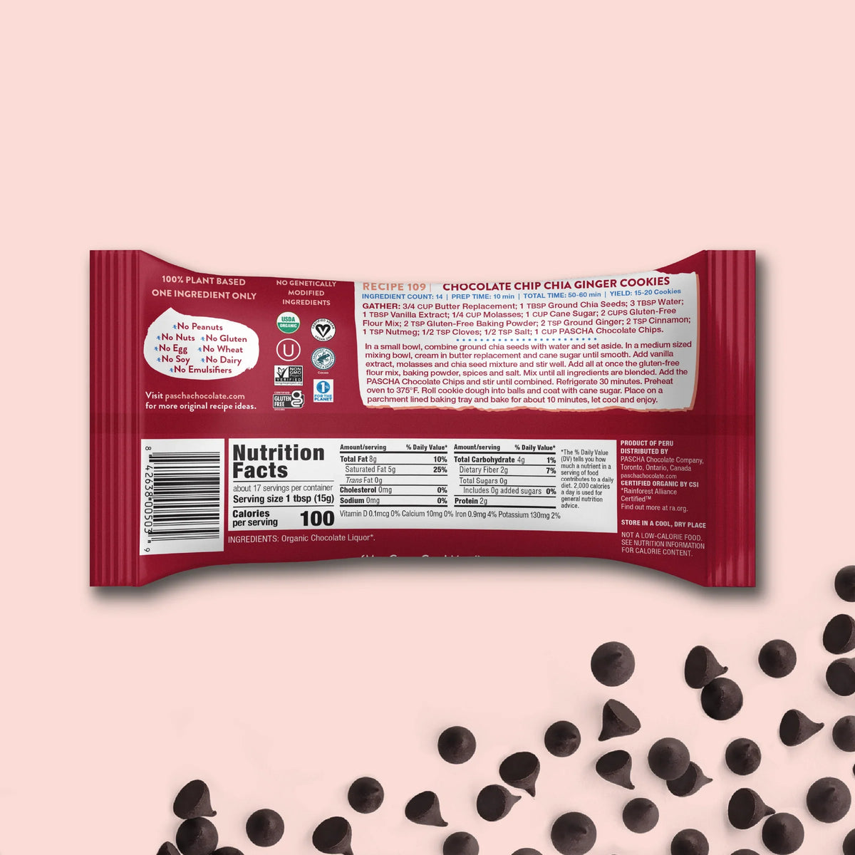 Shavelo - 100% Cacao Organic Vegan Unsweetened Dark Chocolate Chips (6 Bags)