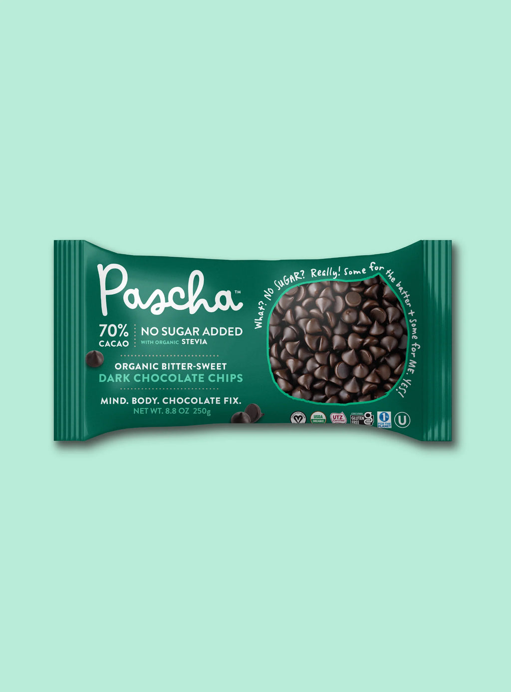 Shavelo - 70% Cacao Organic Vegan Bitter-Sweet Dark Chocolate Chips with Stevia (6 Bags)