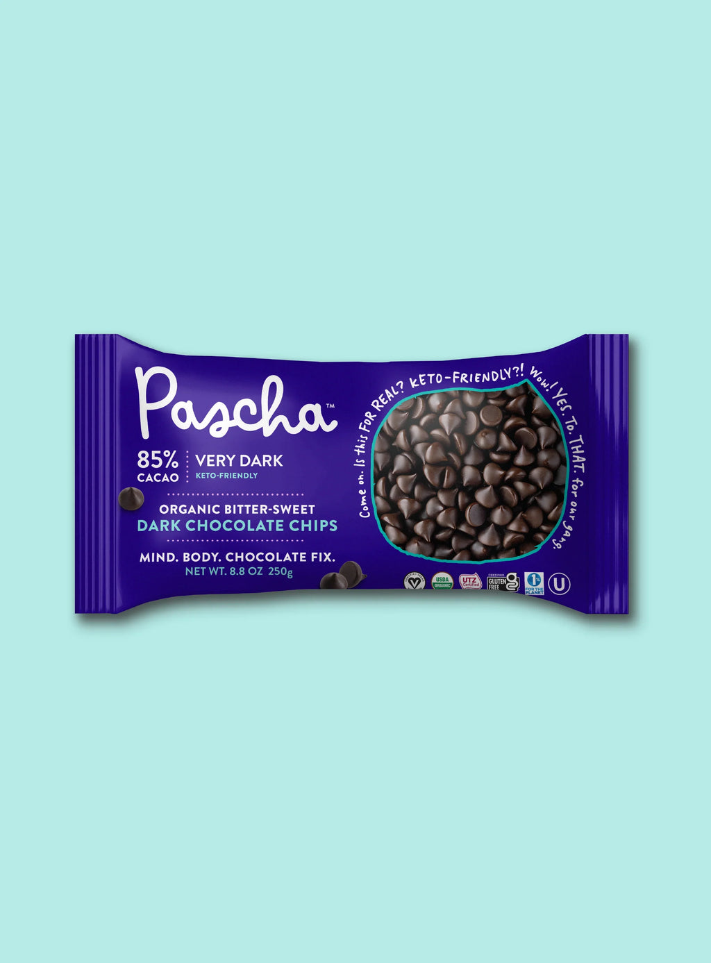 Shavelo - 85% Cacao Organic Vegan Extra Bitter-Sweet Dark Chocolate Chips (6 Bags)