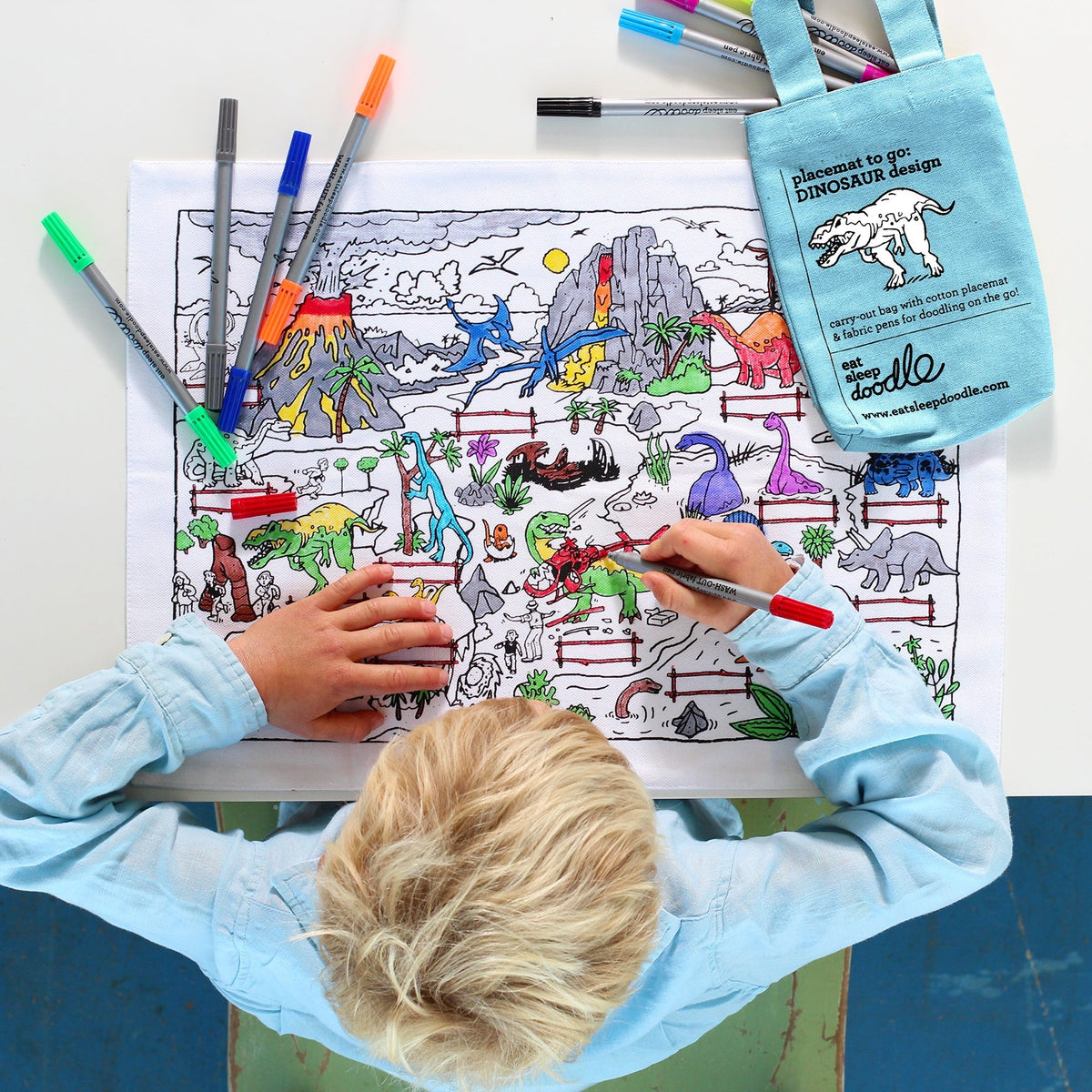 Kibakids - dinosaur placemat to go - party pack of 10