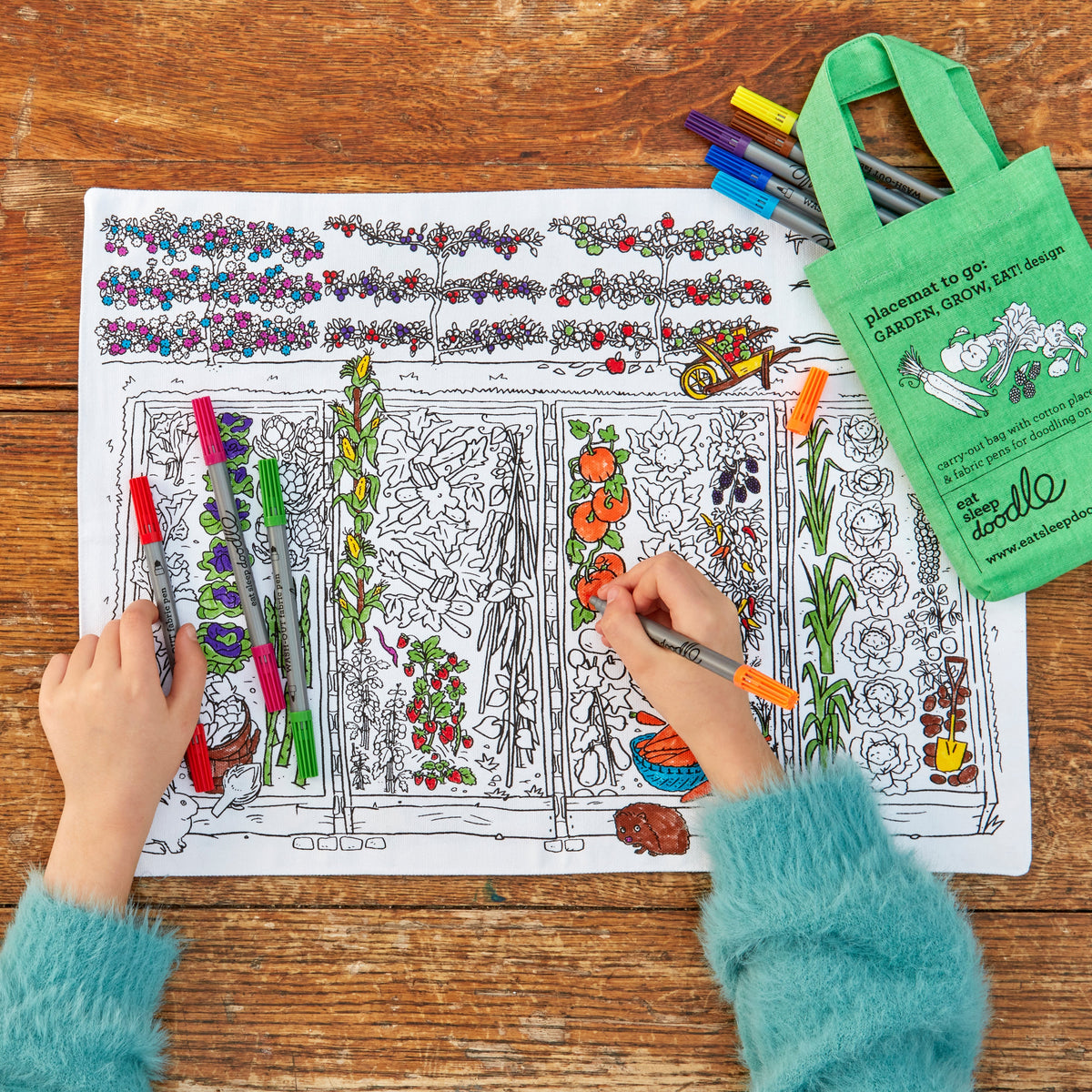 Kibakids - garden, grow, eat! placemat to go - party pack of 10