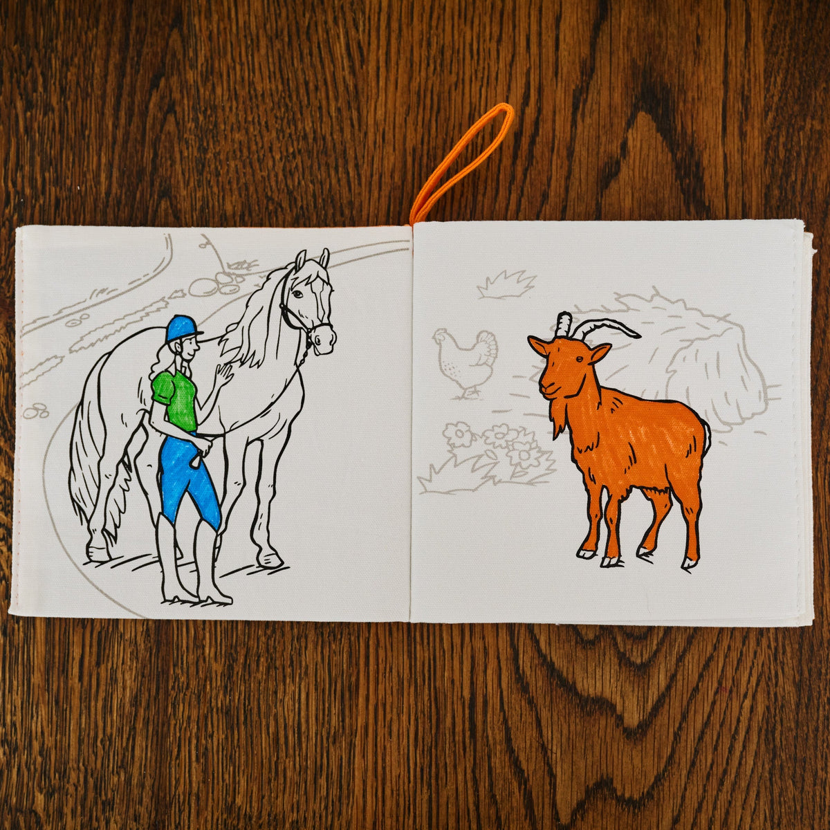 Kibakids - Farmyard Fabric Colouring Book for kids 1 years +