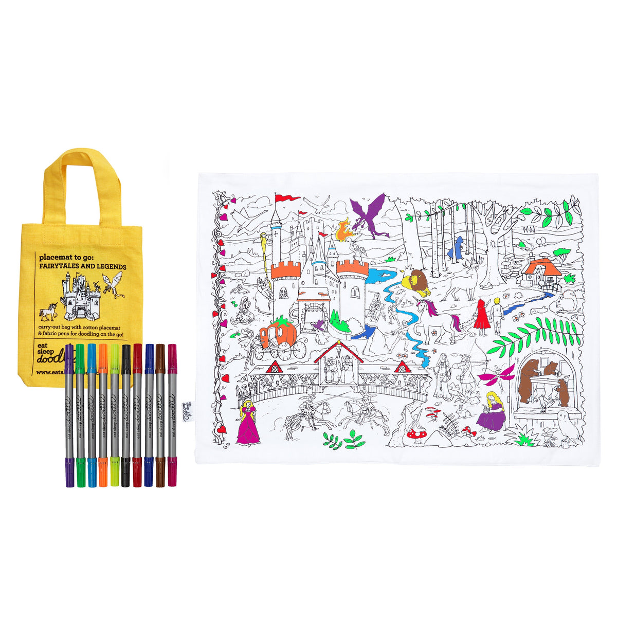 Kibakids - Fairytales & Legends Reusable Colour-In Placemat for Kids