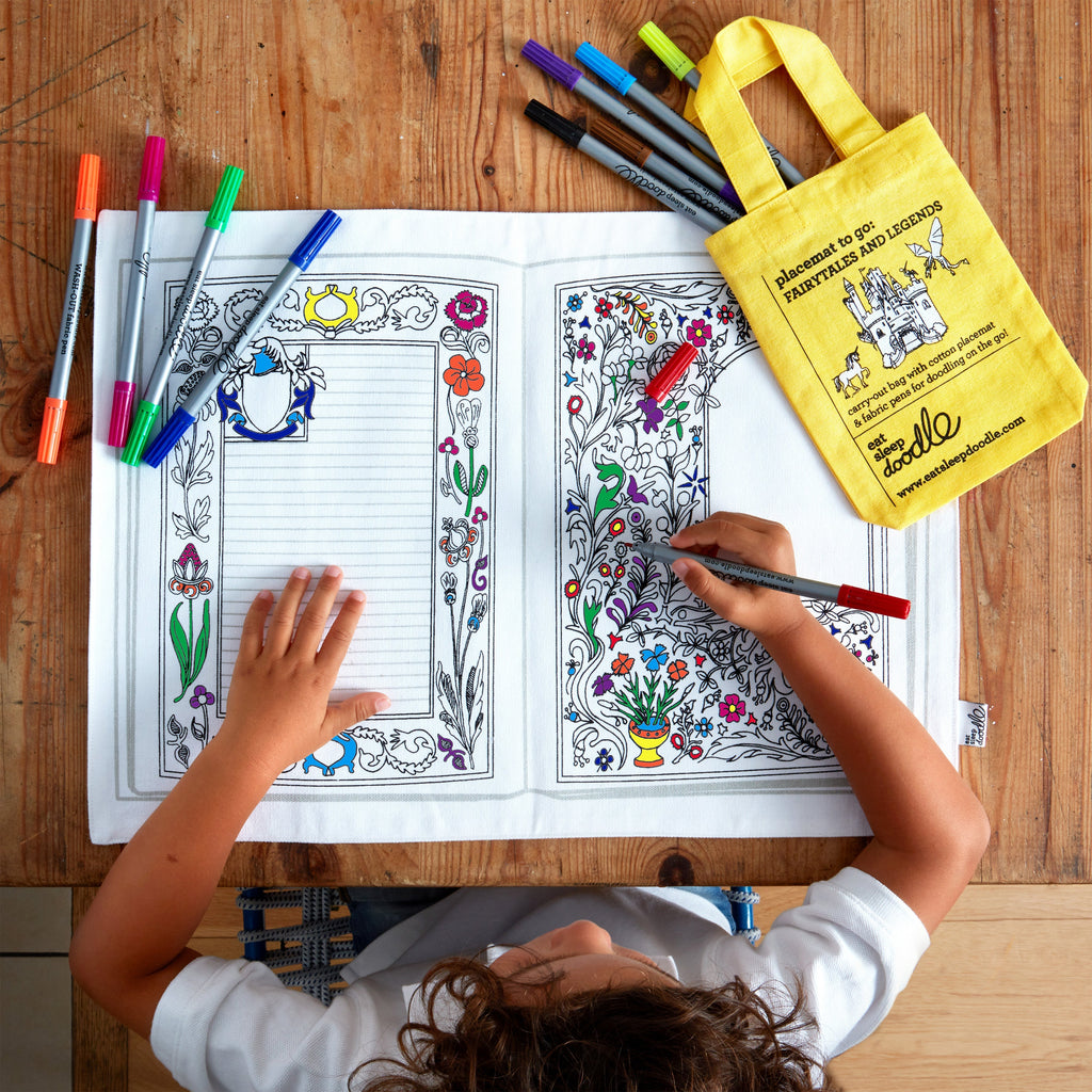 Kibakids - Fairytales & Legends Reusable Colour-In Placemat for Kids
