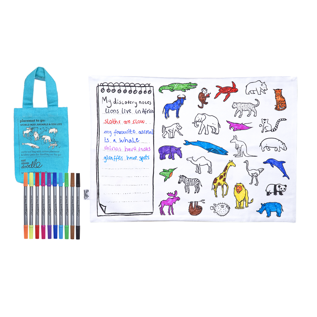 Kibakids - World Map Reusable Colour-In Placemat for Kids