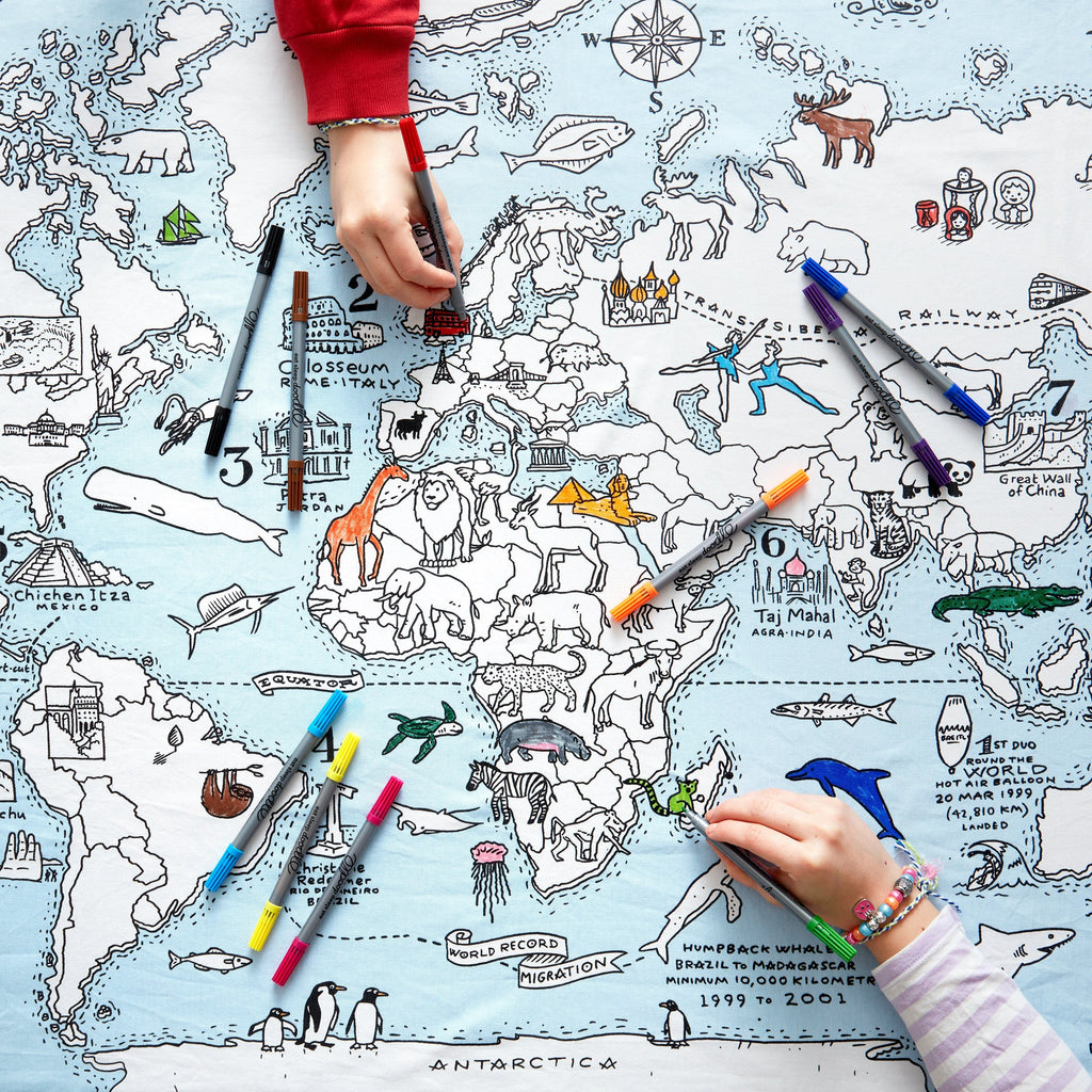 Kibakids - world map tablecloth