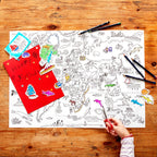 Kibakids - colour in world map wrapping paper (3 sheets)