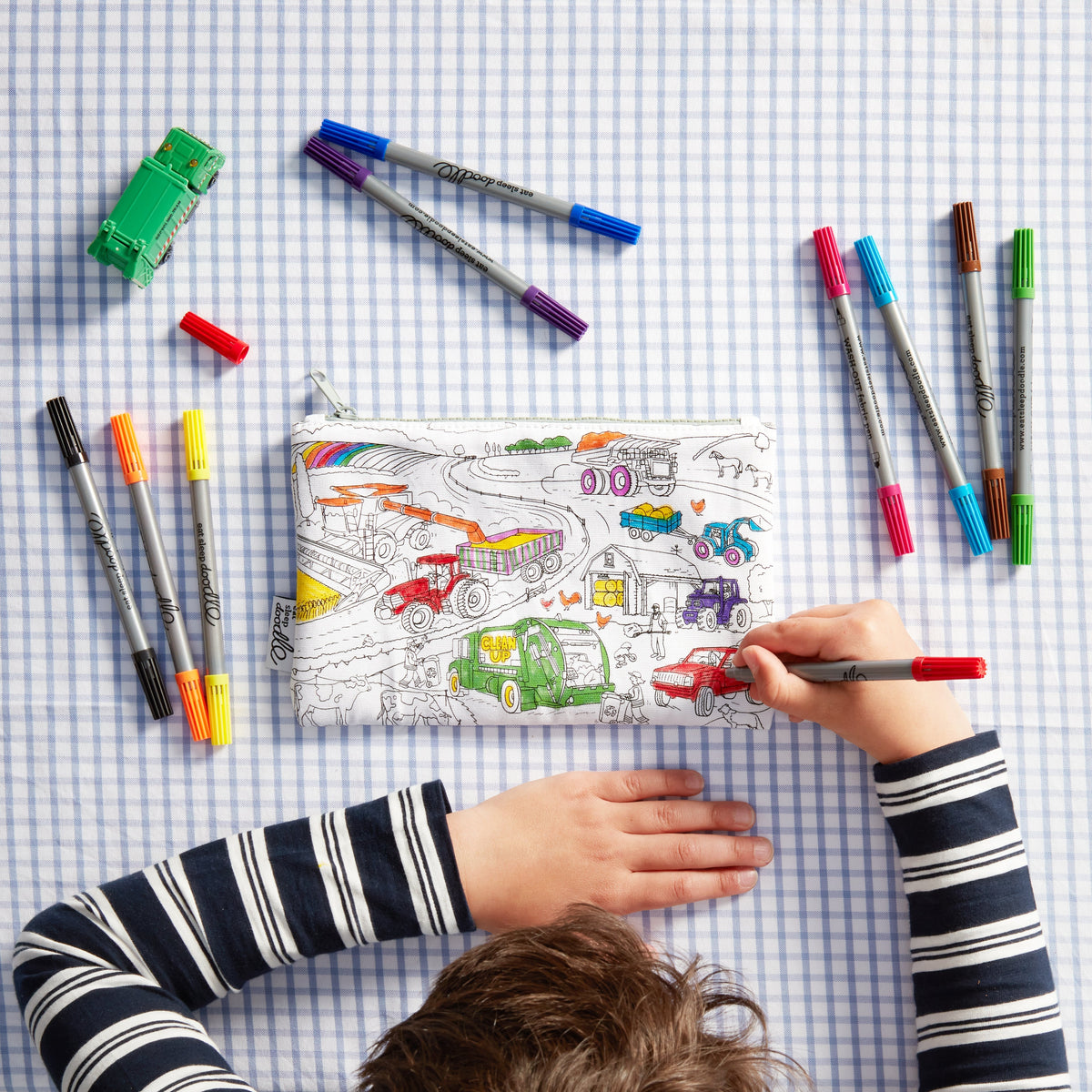 Kibakids - cars, trucks & tractors pencil case - party pack of 10