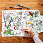 Kibakids - Cars, Trucks & Tractors Reusable Colour-In Placemat for Kids