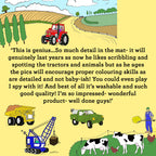 Kibakids - Cars, Trucks & Tractors Reusable Colour-In Placemat for Kids