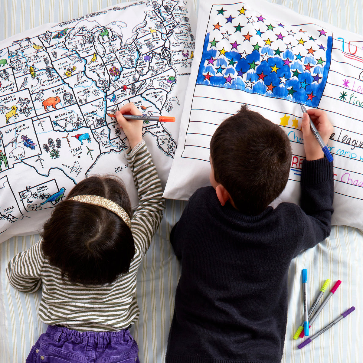 Kibakids - US map pillowcase