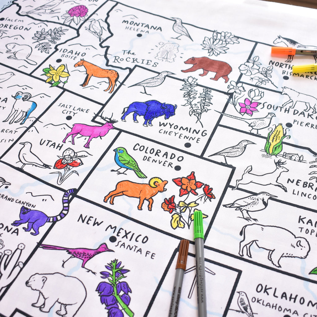 Kibakids - US map tablecloth
