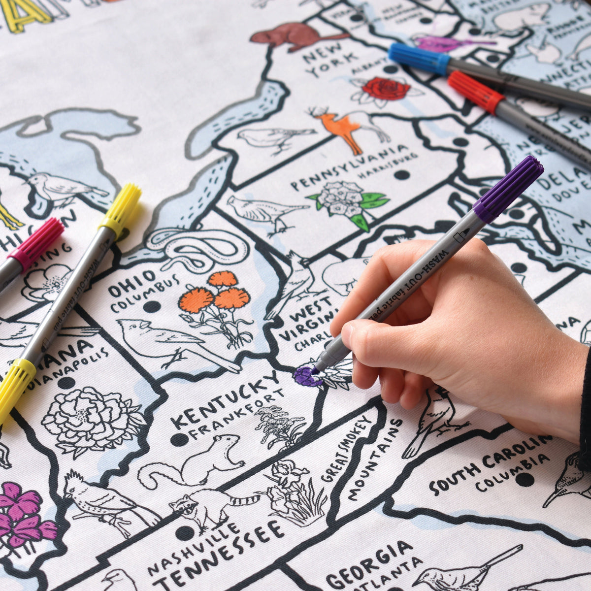 Kibakids - US map tablecloth