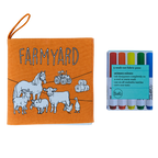 Kibakids - Farmyard Fabric Colouring Book for kids 1 years +