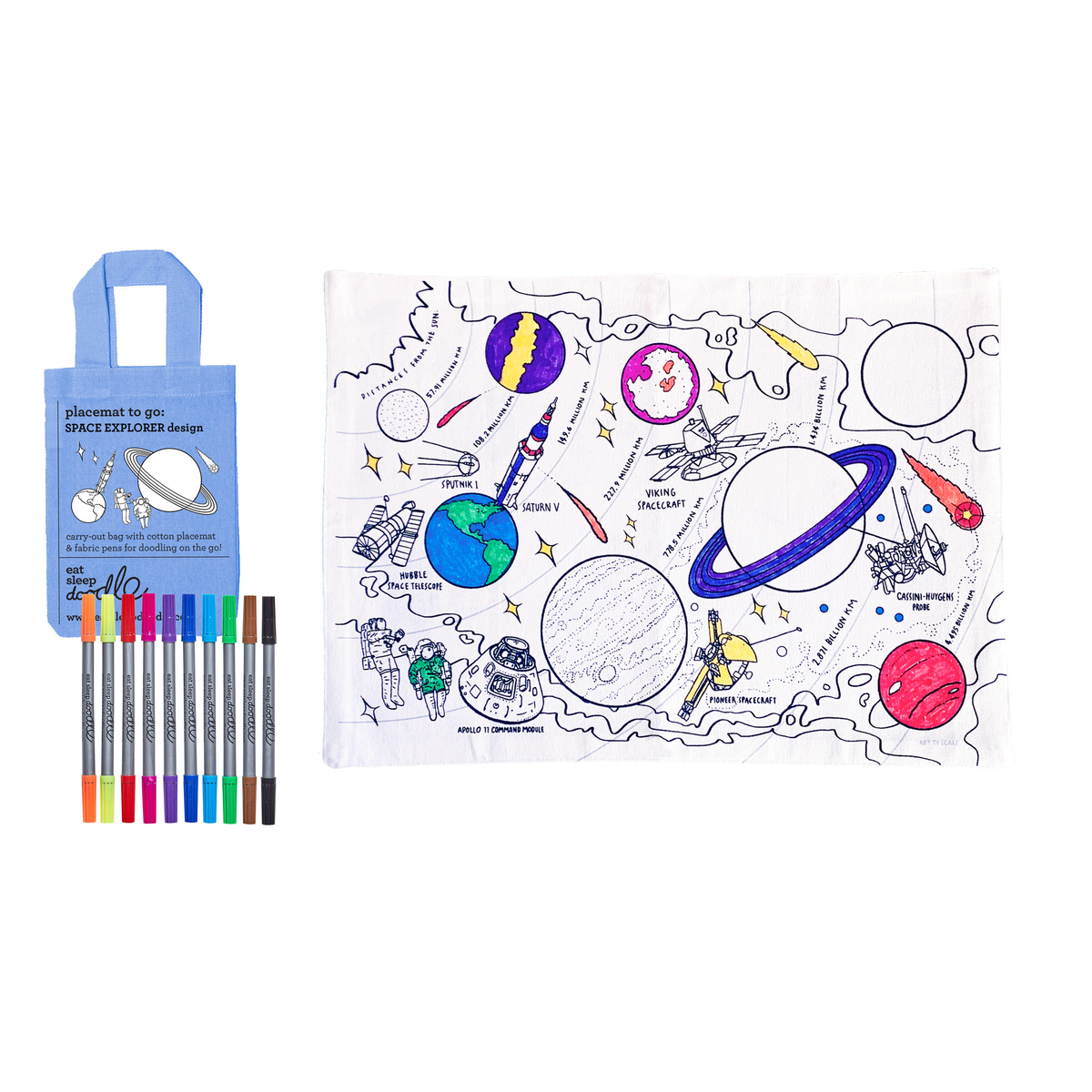 Kibakids - space explorer placemat to go - party pack of 10