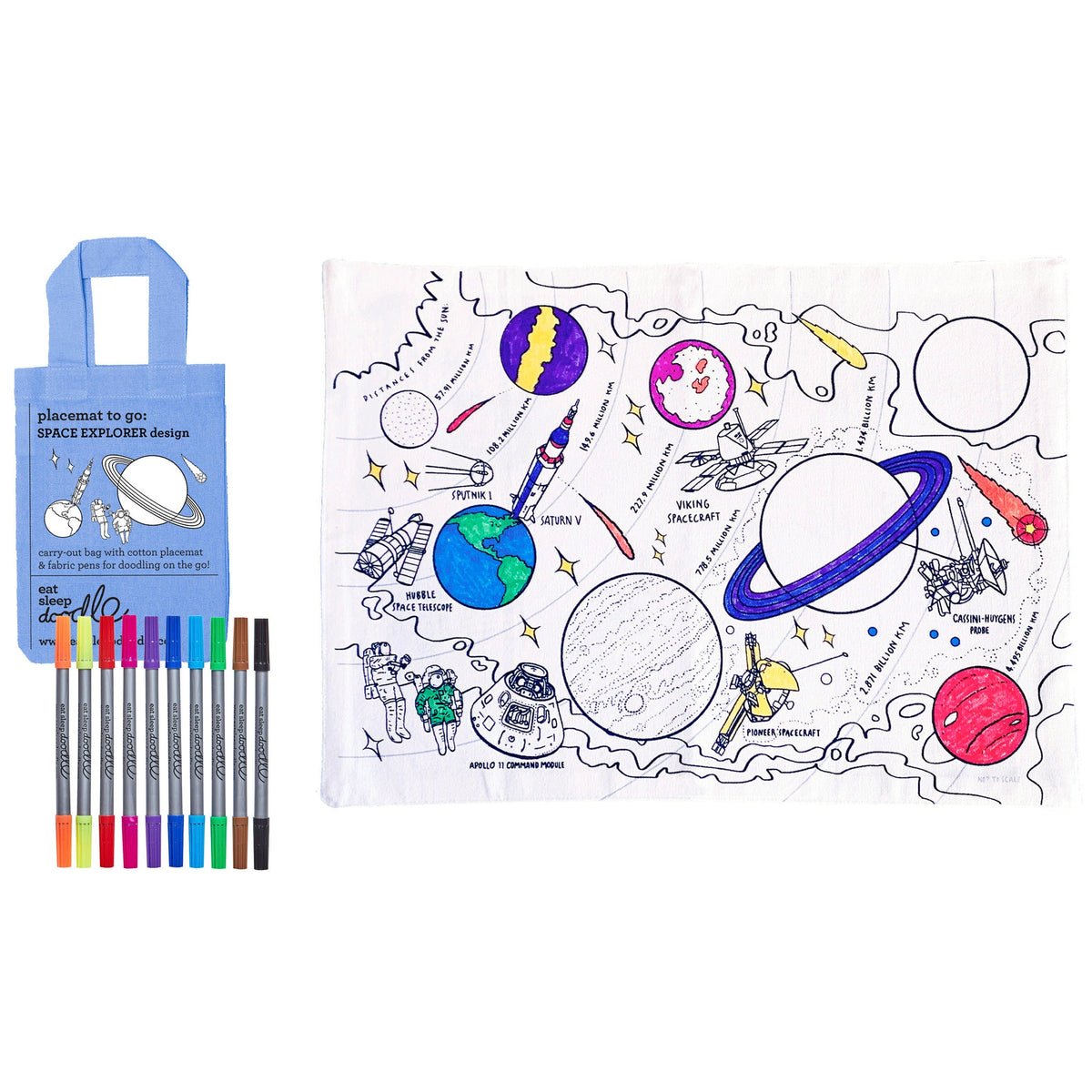 Kibakids - Space Explorer Reusable Colour-In Placemat for Kids