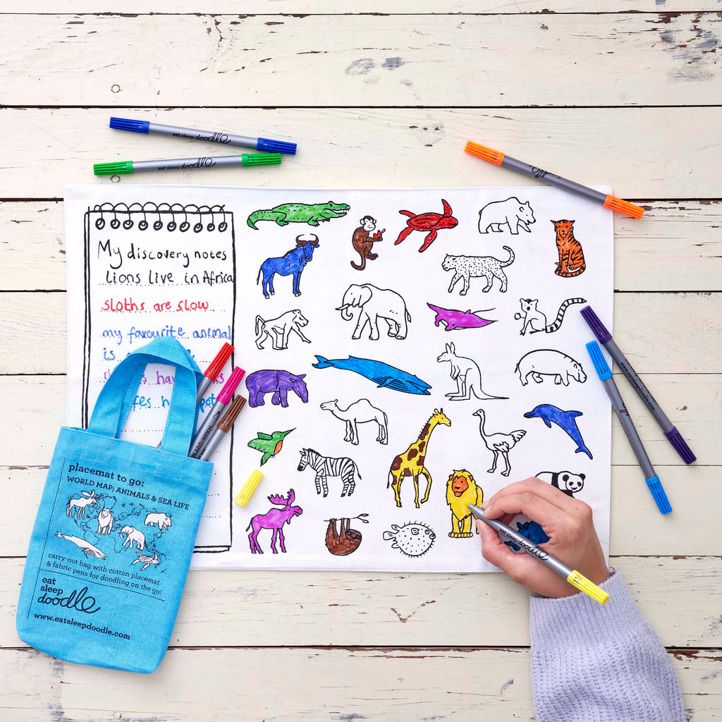 Kibakids - world map placemat to go - party pack of 10
