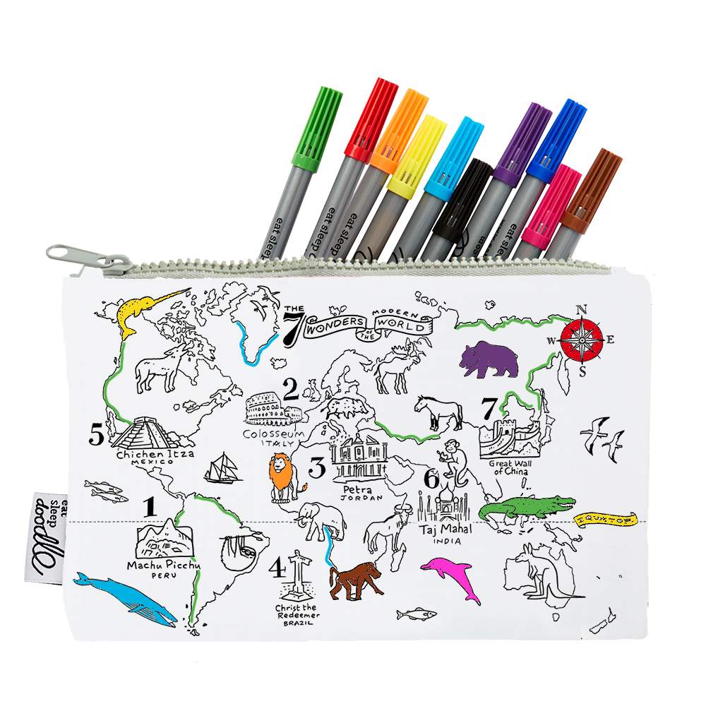 Kibakids - world map pencil case