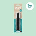 Shavelo - Tintenroller schwarz + rot + blau 3er-Pack