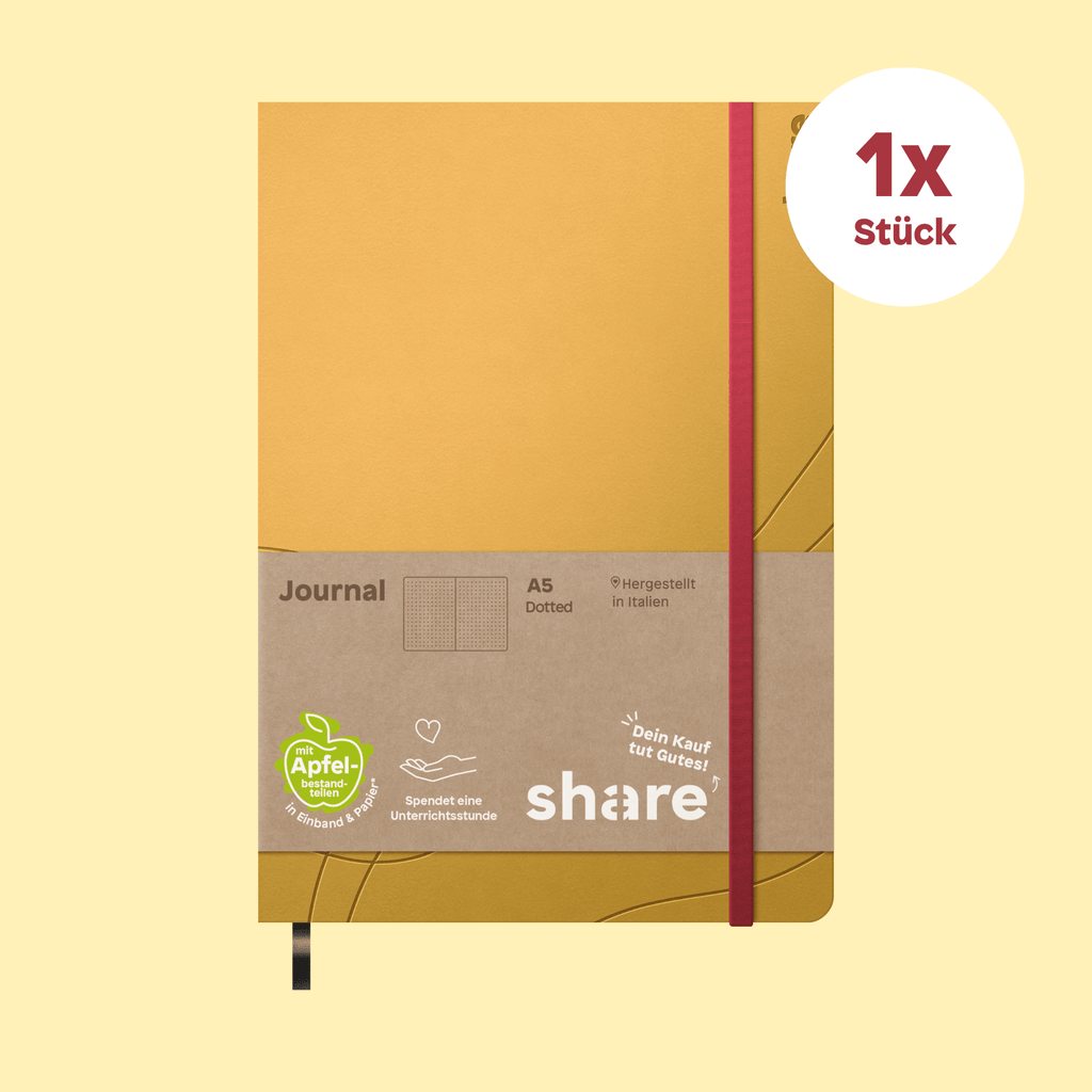 Shavelo - Notizbuch A5 punktkariert gelb