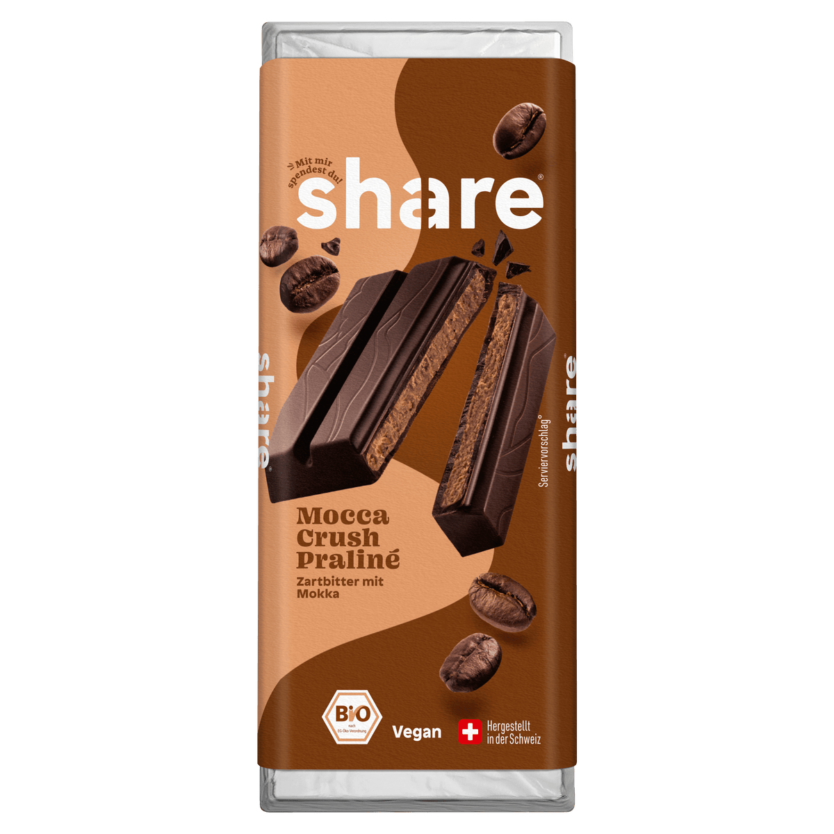 Shavelo - Bio Tafelschokolade Mocca Crush Praliné Zartbitter mit Mokka 1x80g