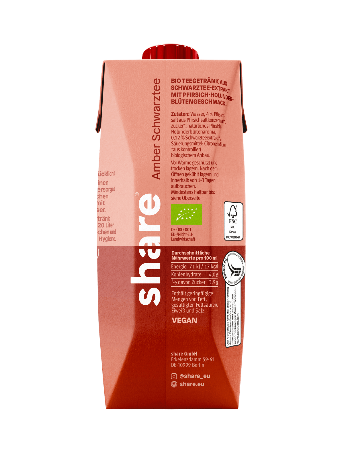 Shavelo - Bio Teegetränk Amber Schwarztee Pfirsich Holunderblüte