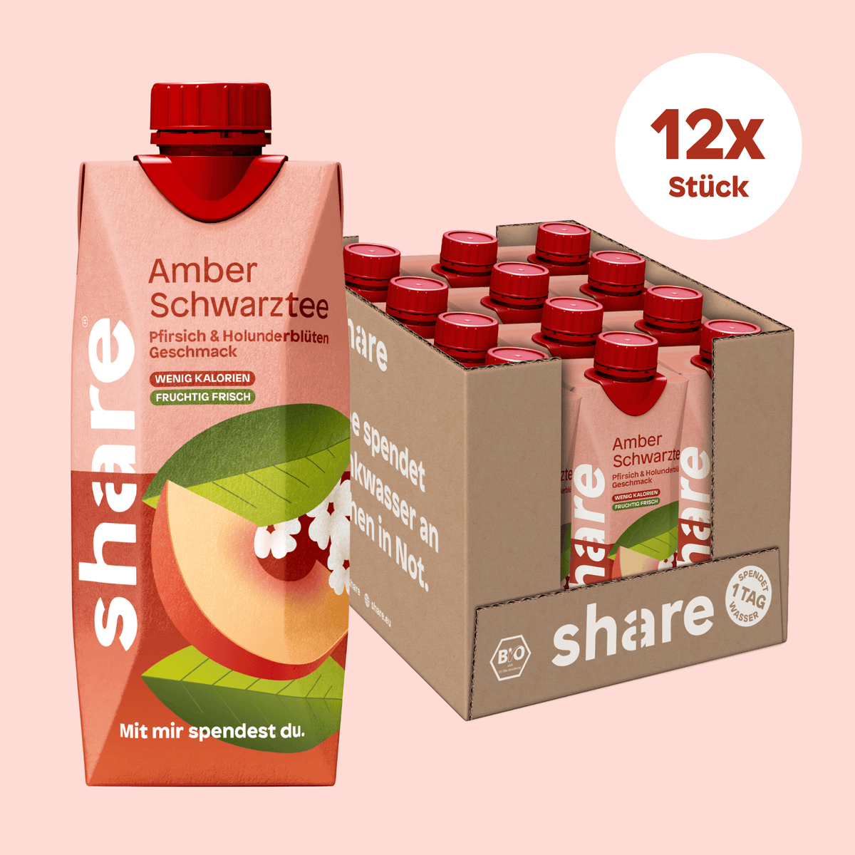 Shavelo - Bio Teegetränk Amber Schwarztee Pfirsich Holunderblüte