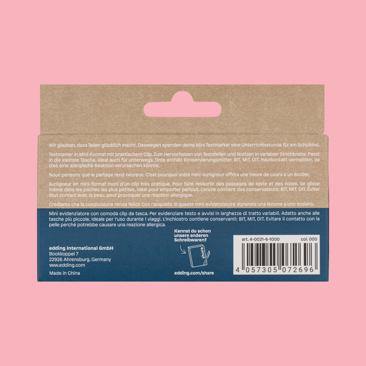 Shavelo - mini Textmarker 6er-Pack