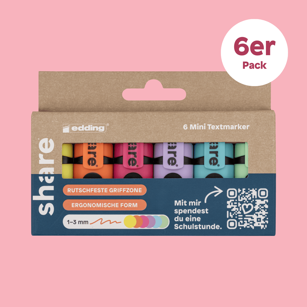Shavelo - mini Textmarker 6er-Pack